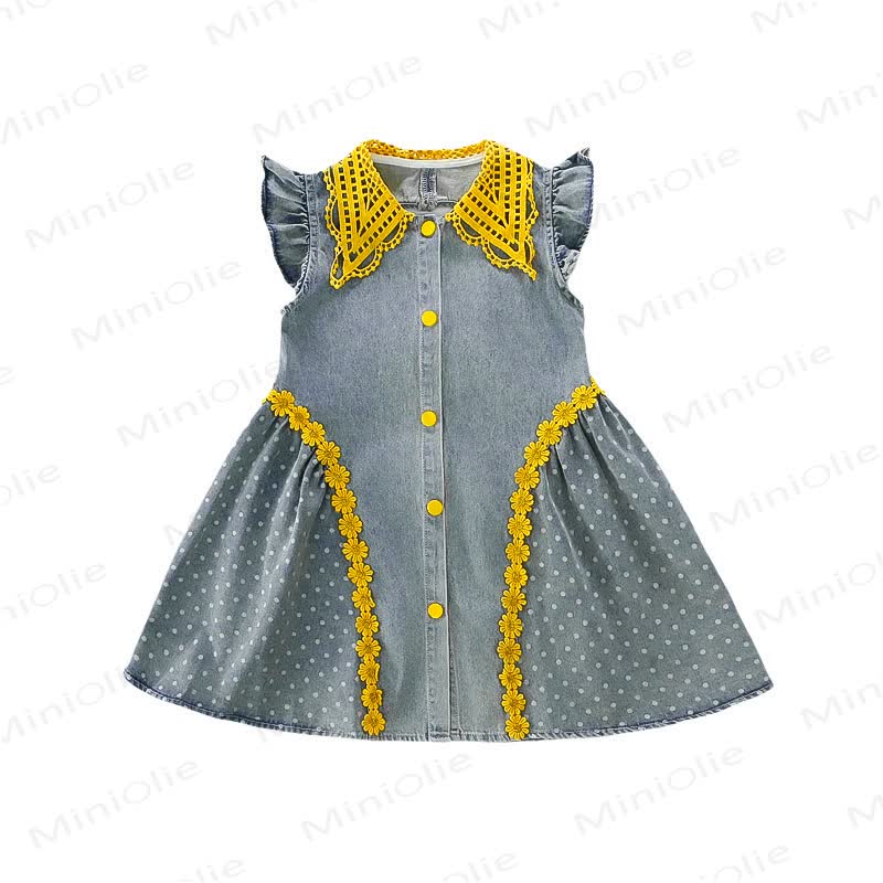 幼児用女の子向けドット柄リボン付き花柄ノースリーブDress - image 4