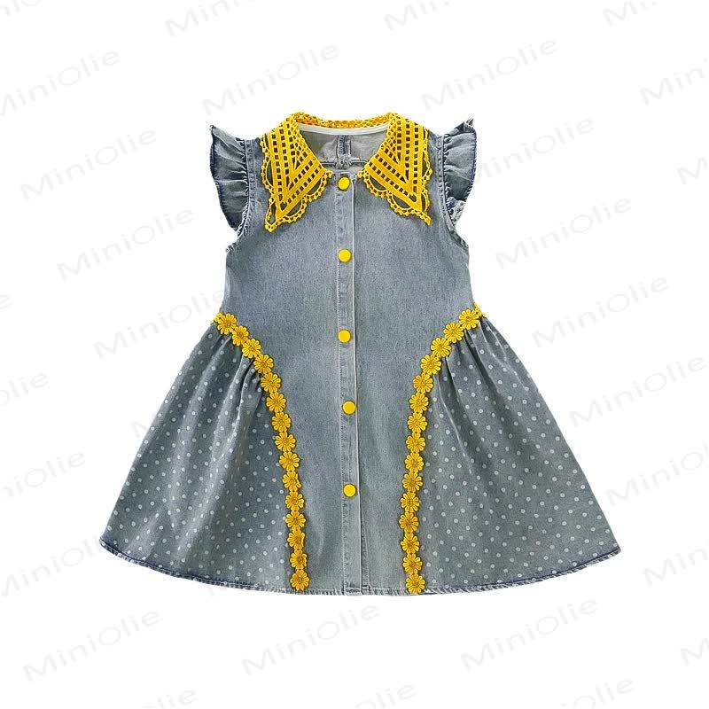 幼児用女の子向けドット柄リボン付き花柄ノースリーブDress - image 4