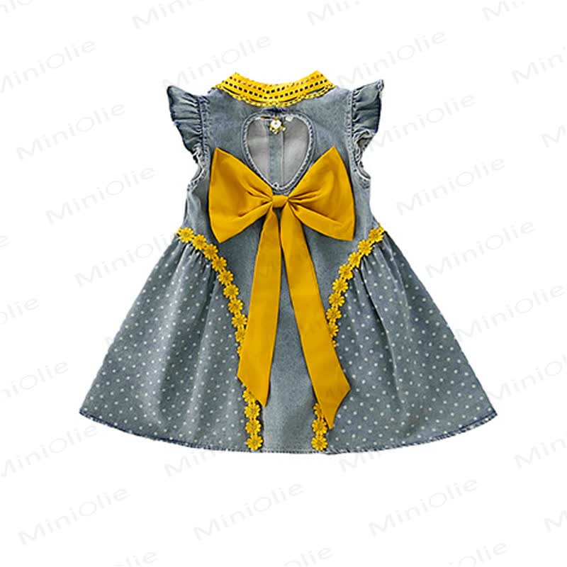 幼児用女の子向けドット柄リボン付き花柄ノースリーブDress - image 3