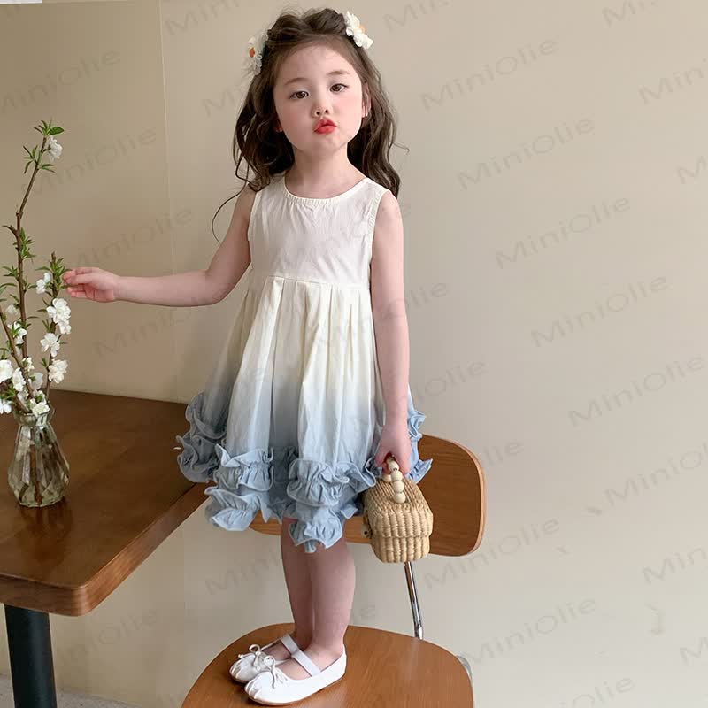 幼児用女の子向けフリル付きコットンノースリーブDress - image 2