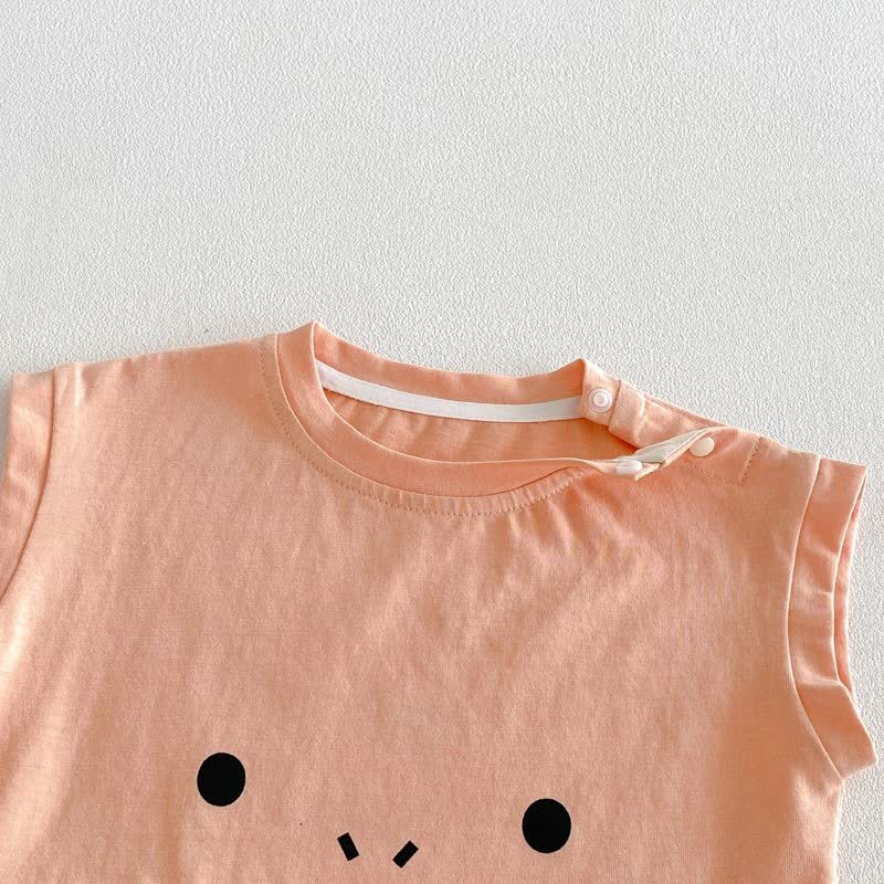 赤ちゃんの漫画顔ノースリーブTシャツ - image 4
