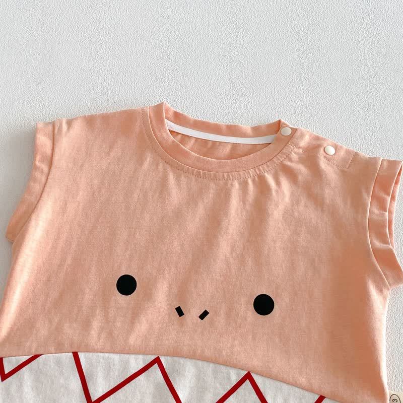 赤ちゃんの漫画顔ノースリーブTシャツ - image 5