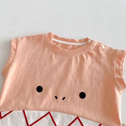 赤ちゃんの漫画顔ノースリーブTシャツ - image 5