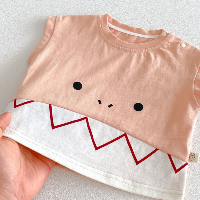 赤ちゃんの漫画顔ノースリーブTシャツ - image 6