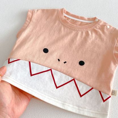 赤ちゃんの漫画顔ノースリーブTシャツ - image 6