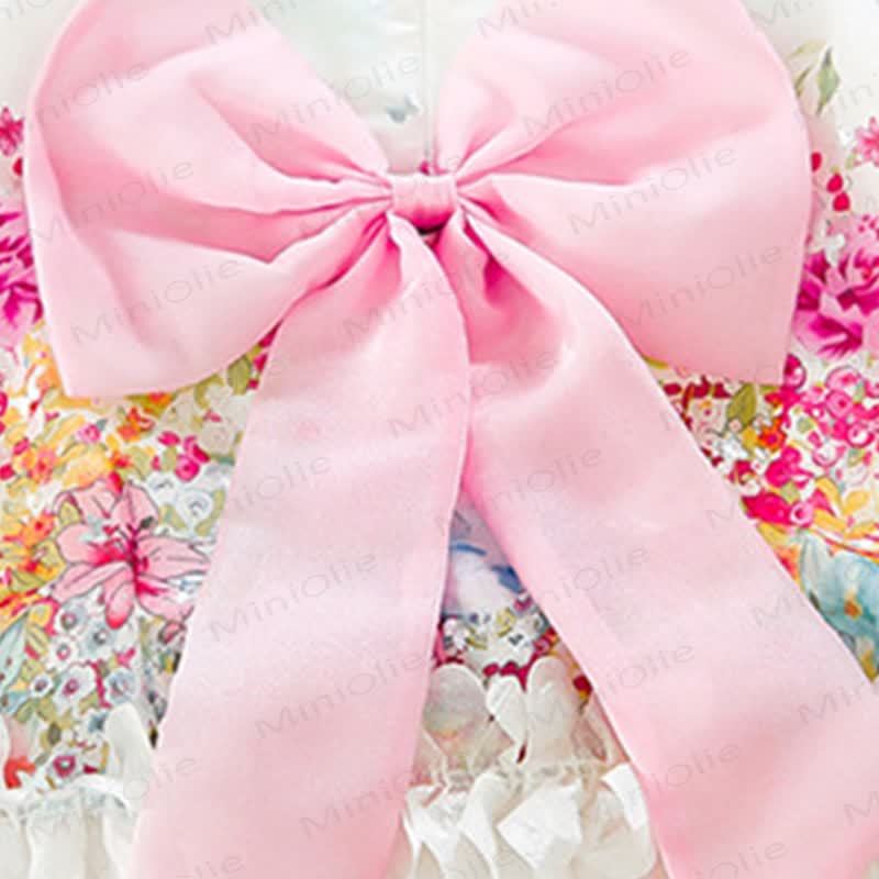 幼児用女の子向けパールトリム花柄リボンノースリーブDress - image 4