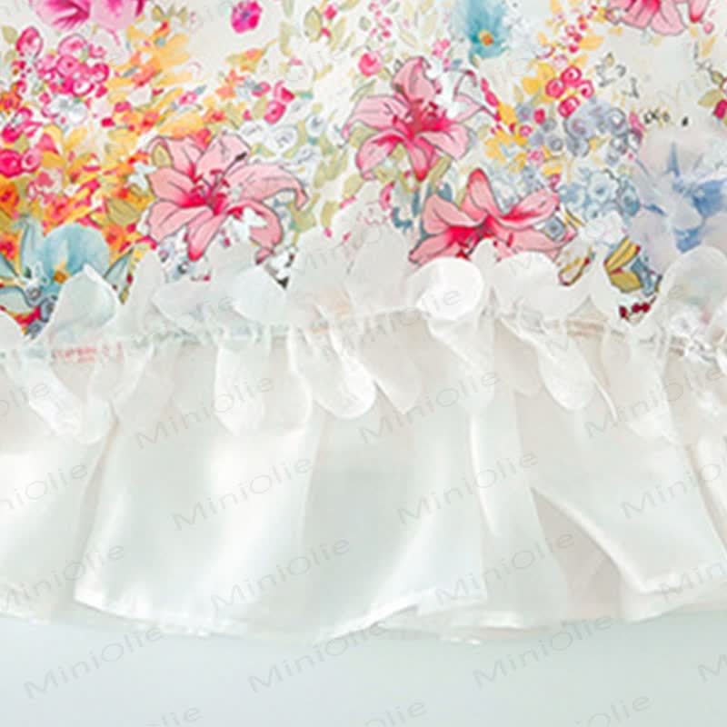 幼児用女の子向けパールトリム花柄リボンノースリーブDress - image 5