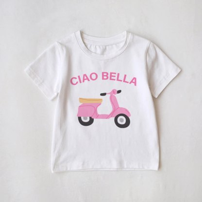 チャオファミリー バイクお揃いTシャツ - 白 - ベビーTシャツ: 3～5歳 - image 2