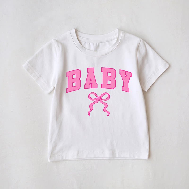 MAMA/BABYのお揃いリボンTシャツ - 白 - ベビーTシャツ: 3～5歳 - image 2