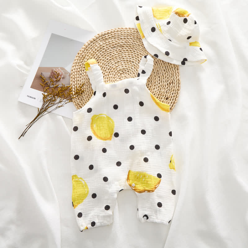 ベビー用レモン＆水玉模様ロンパース（帽子付き） - image 2