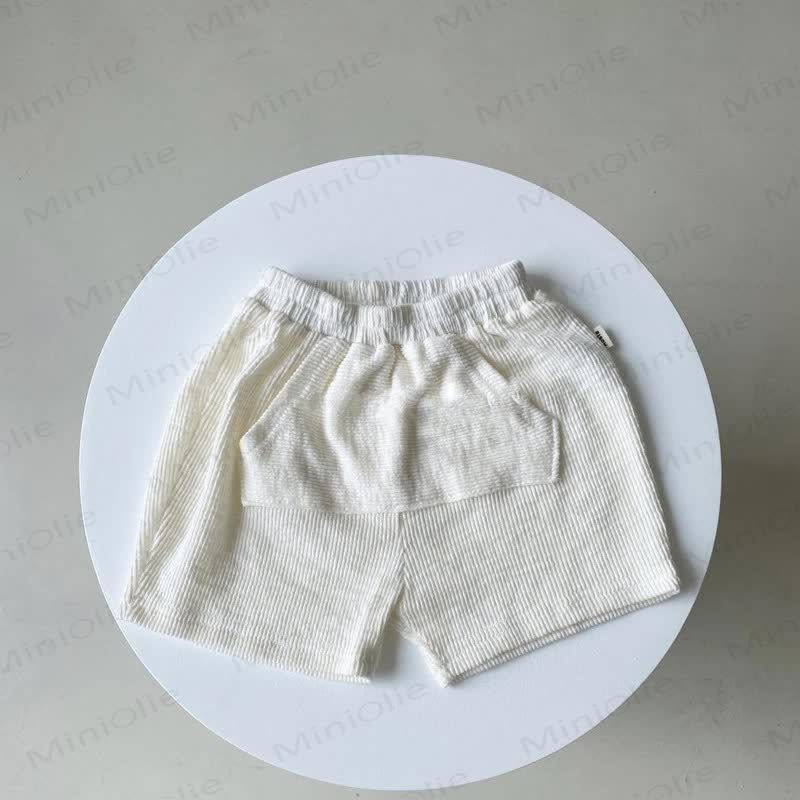 ベビーコットン無地リブ編みショートパンツまたはTシャツ - ベージュのショートパンツ - 2～3歳 - image 2