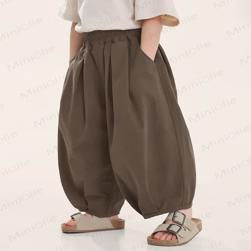 幼児男の子用無地パンツ - 茶色 - 8-9T - image 1