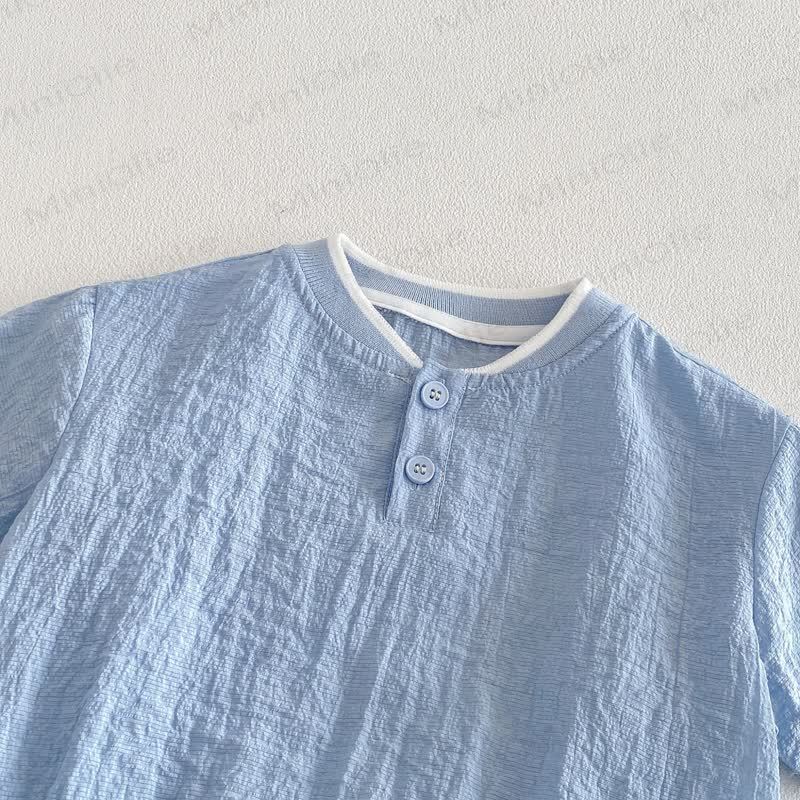 ベビー用通気性無地Tシャツ＆ショートパンツセット - image 4