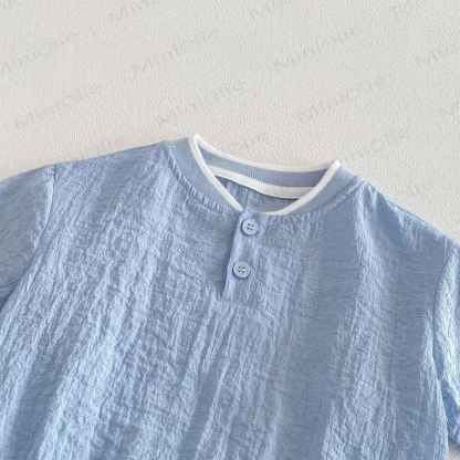 ベビー用通気性無地Tシャツ＆ショートパンツセット - image 4