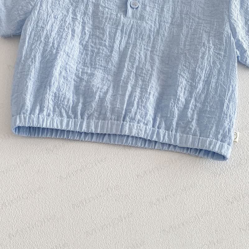 ベビー用通気性無地Tシャツ＆ショートパンツセット - image 5