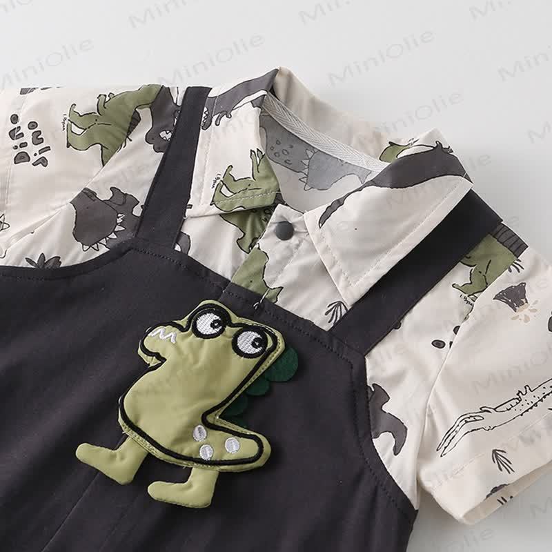 男の子用恐竜柄ロンパース - image 3