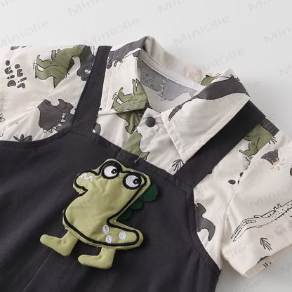 男の子用恐竜柄ロンパース - image 3