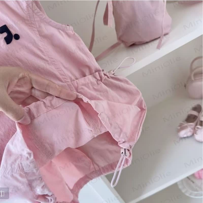 幼児用女の子向けコットン無地ピンクベストDress - image 3