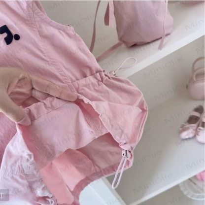 幼児用女の子向けコットン無地ピンクベストDress - image 3