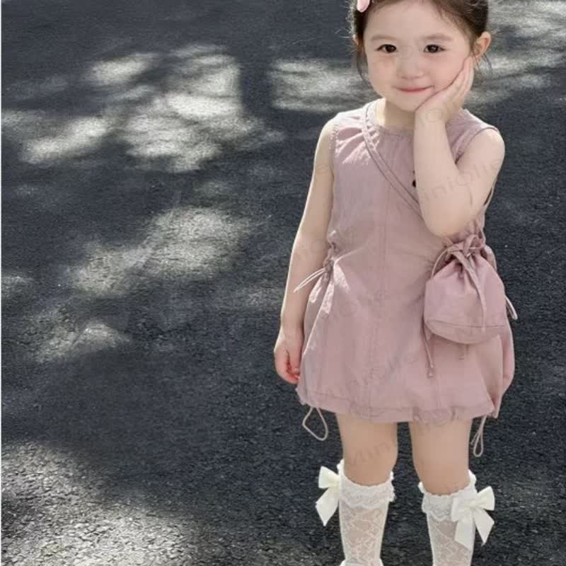 幼児用女の子向けコットン無地ピンクベストDress - image 4