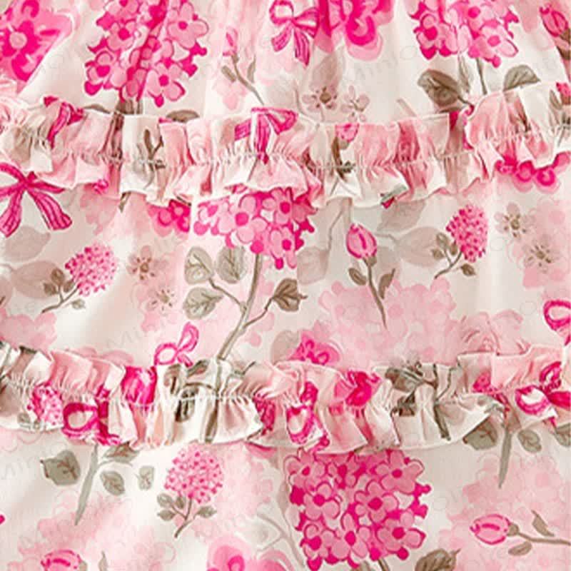 幼児用女の子向けコットン製ピンク花柄パフスリーブDress - image 4