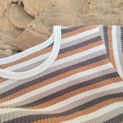 ベビー用コットンリブストライプトップス＆ショートパンツセット - image 7