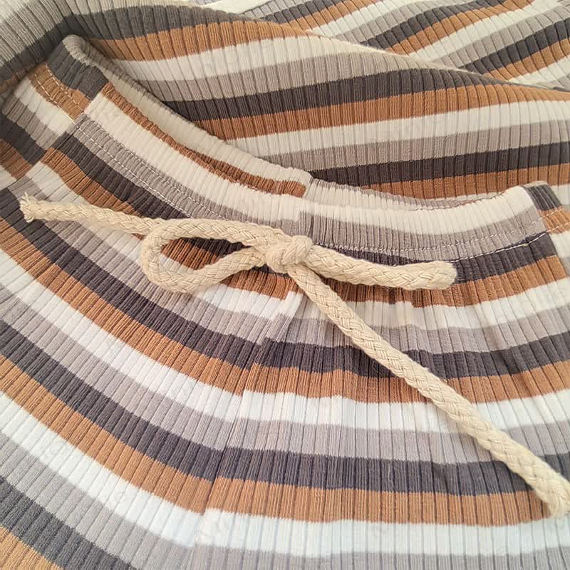 ベビー用コットンリブストライプトップス＆ショートパンツセット - image 9