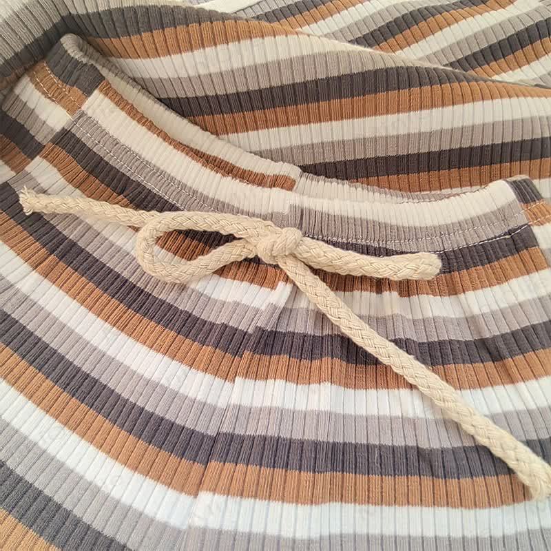 ベビー用コットンリブストライプトップス＆ショートパンツセット - image 9