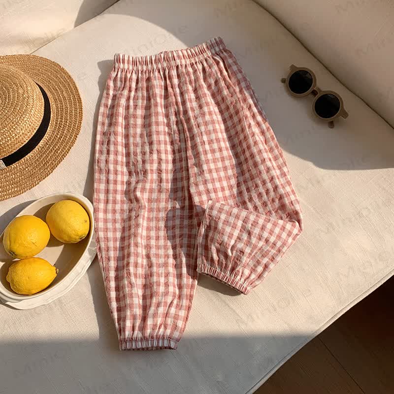 幼児用コットン製ストライプまたはチェック柄パンツ - ピンク - 8-9T - image 4