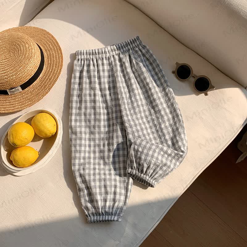 幼児用コットン製ストライプまたはチェック柄パンツ - グレーのチェック柄 - 8-9T - image 6