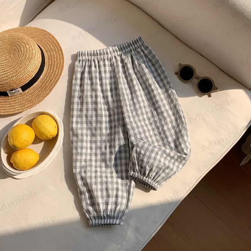 幼児用コットン製ストライプまたはチェック柄パンツ - グレーのチェック柄 - 8-9T - image 6