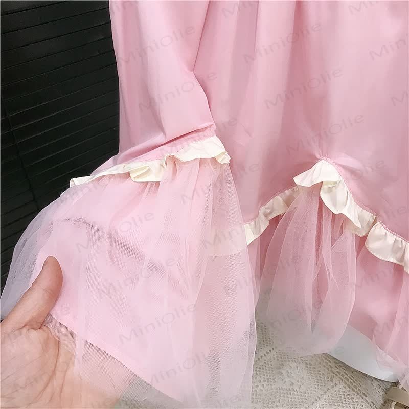 幼児用女の子向けコットン無地チュールノースリーブDress - image 6
