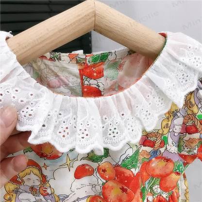 幼児用女の子向けコットンオレンジプリントパフスリーブDress - image 5