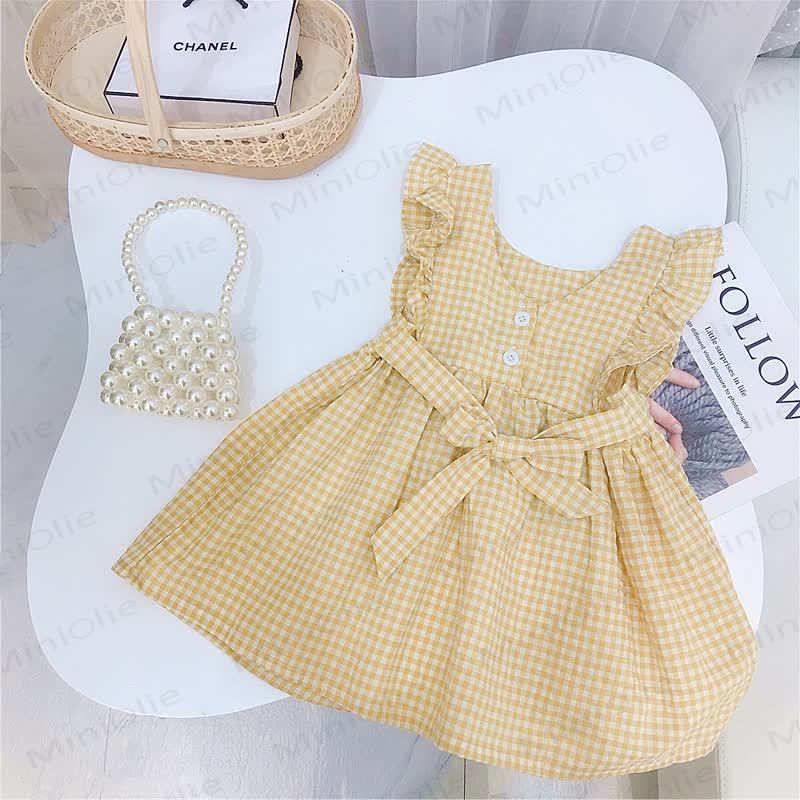 グミコ幼児用女の子イエローギンガムコットンDress - 黄色 - 4～5歳 - image 2