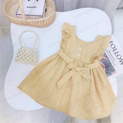 グミコ幼児用女の子イエローギンガムコットンDress - 黄色 - 4～5歳 - image 2