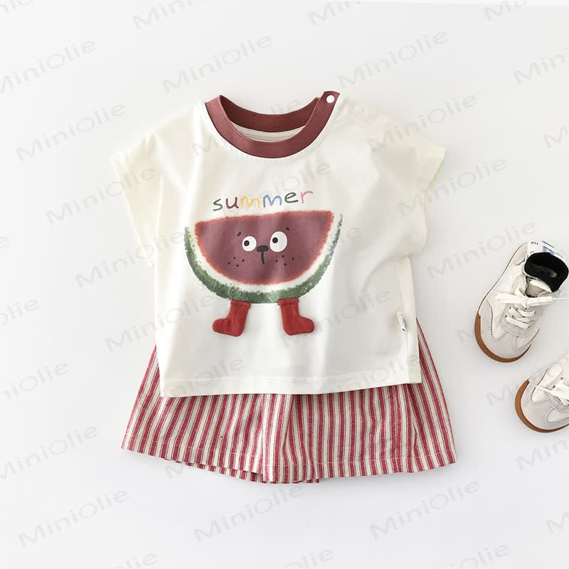 ベビー・幼児用スイカ柄コットンタンクトップまたはチェック柄ショートパンツ - image 1