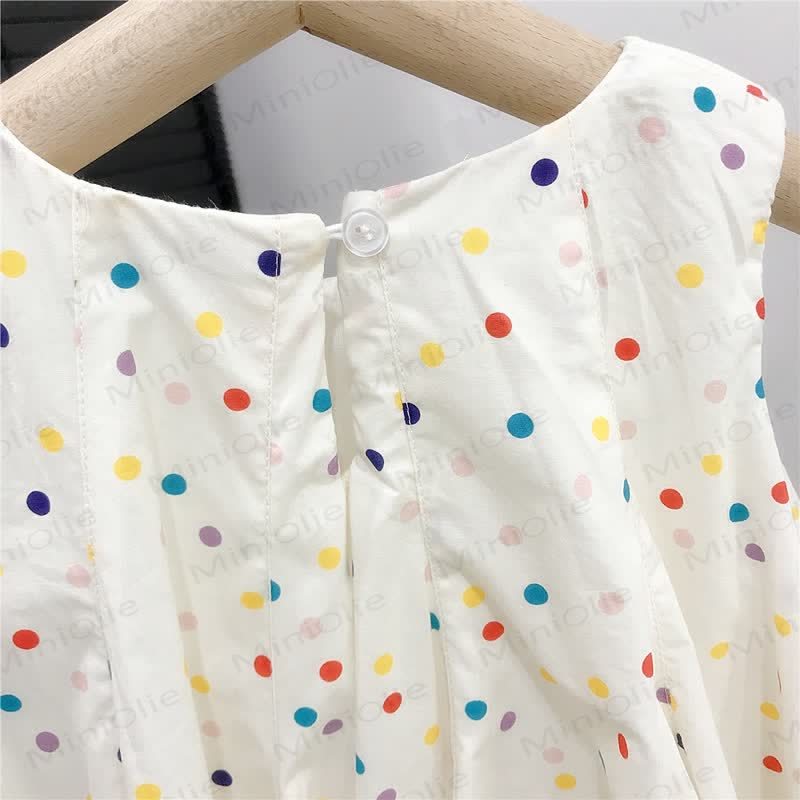 幼児用女の子向けコットン製水玉模様ノースリーブDress - image 4