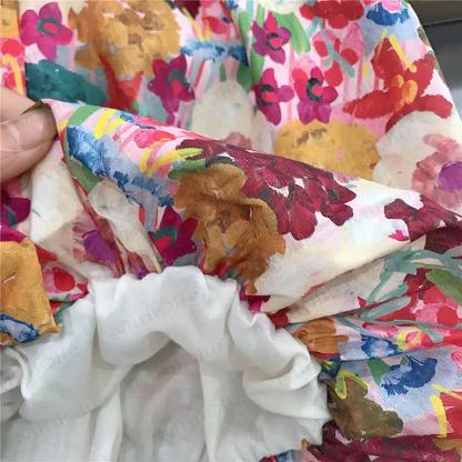 幼児用女の子向けコットン花柄マルチカラーノースリーブDress - image 4