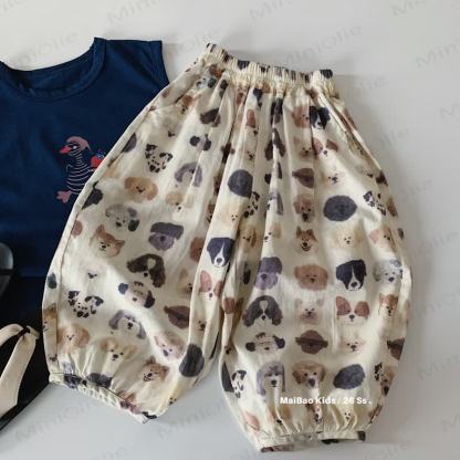 幼児用コットン犬柄パンツ - ベージュ - 8-9T - image 1