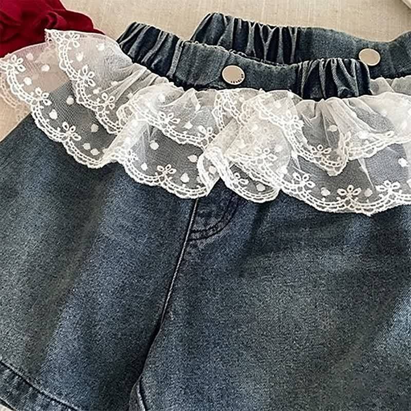 ベビー・幼児用 女の子用 花柄レース デニムショートパンツ - image 3