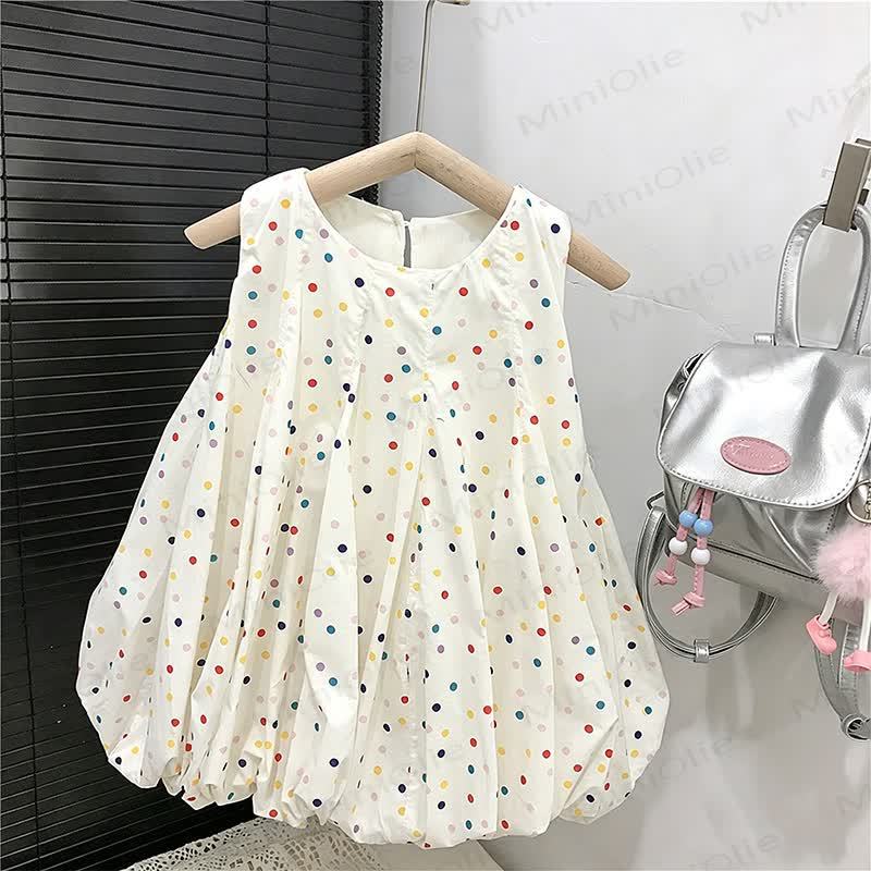 幼児用女の子向けコットン製水玉模様ノースリーブDress - image 2