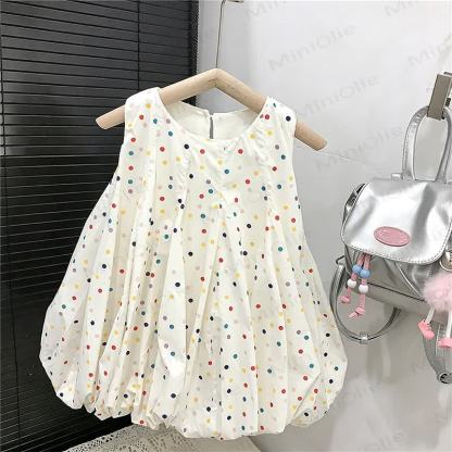 幼児用女の子向けコットン製水玉模様ノースリーブDress - image 2