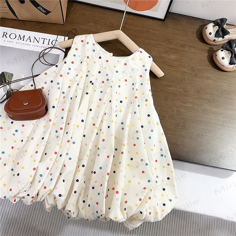 幼児用女の子向けコットン製水玉模様ノースリーブDress - 白 - 8-9T - image 1