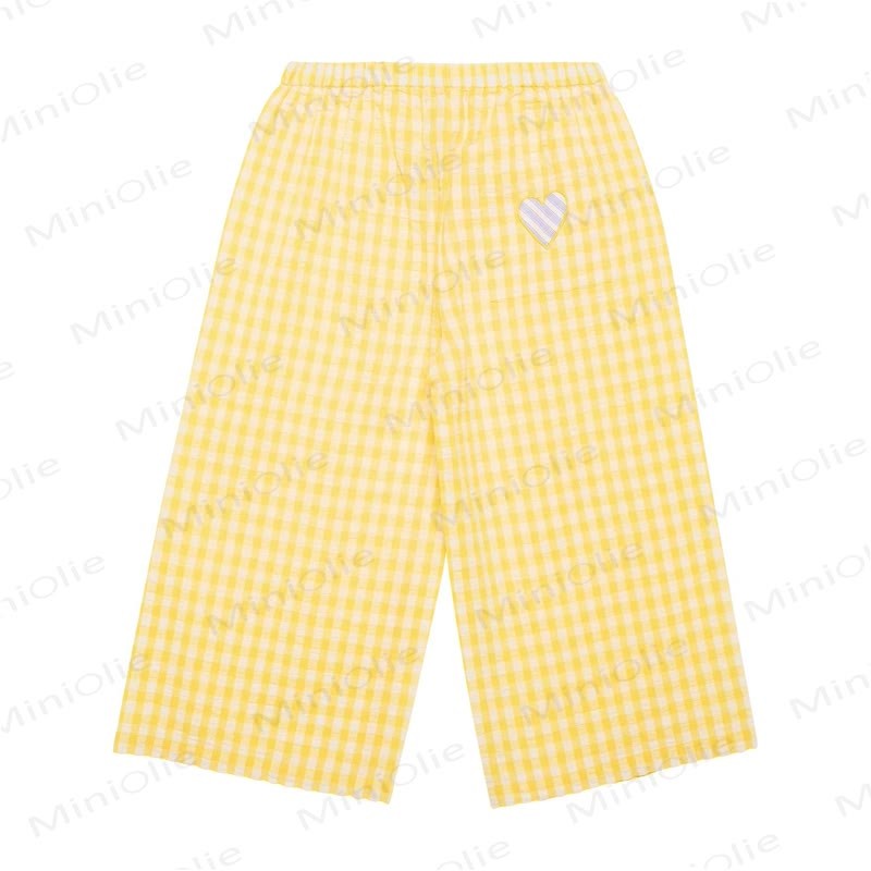 幼児用女の子向け 黄色コットンチェック柄ハートプリントトップスまたはパンツ - 黄色のパンツ - 4～5歳 - image 3