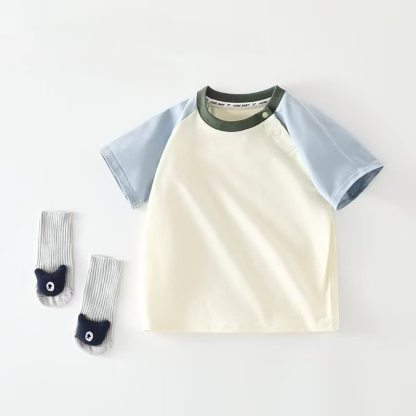 ベビー・幼児用ショルダーボタン付きラグランTシャツ - 青 - 4～5歳 - image 2