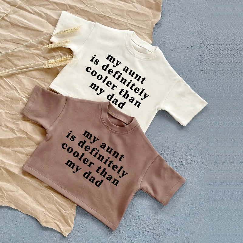 MY AUNT IS DEFINITELY COOLER THAN MY DADベビーホワイト/ブラウン スローガン サマーカジュアルTシャツ - image 3