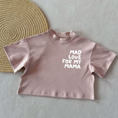 MAD LOVE FOR MY MAMAベビーサマーカジュアルTシャツ - コーラルピンク - 2～3歳 - image 3