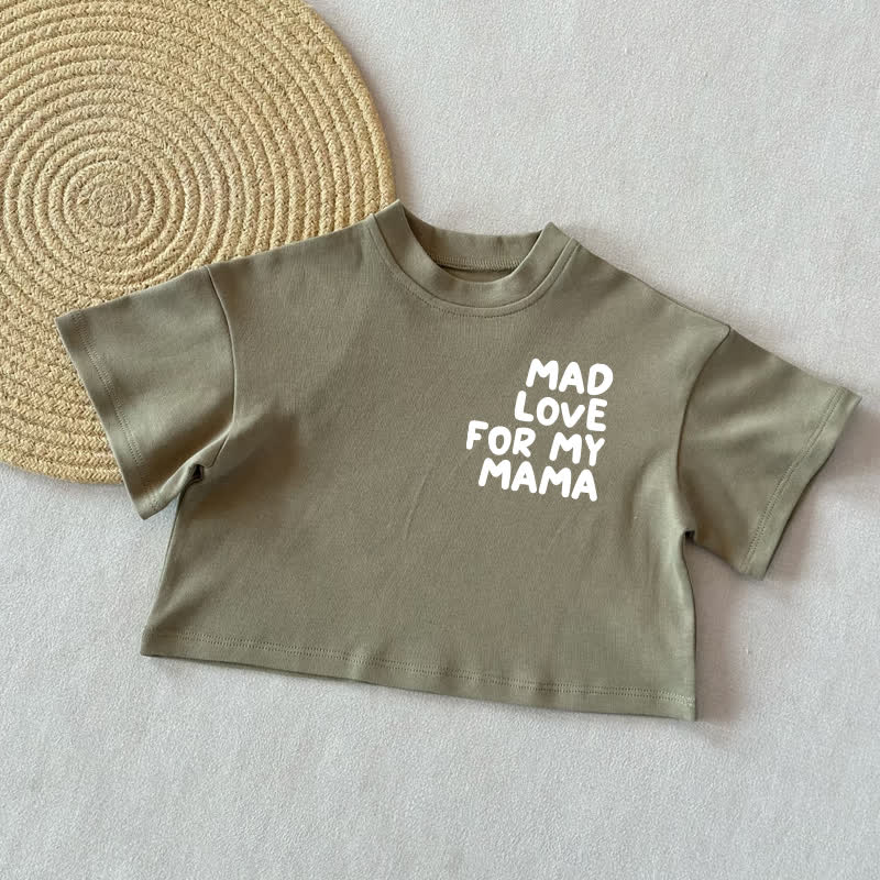 MAD LOVE FOR MY MAMAベビーサマーカジュアルTシャツ - グレーグリーン - 2～3歳 - image 2