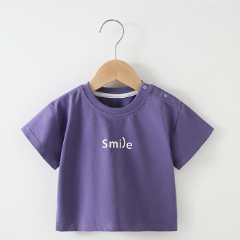 SMILE幼児用クルーネックカジュアルTシャツ - 紫 - 4～5歳 - image 5