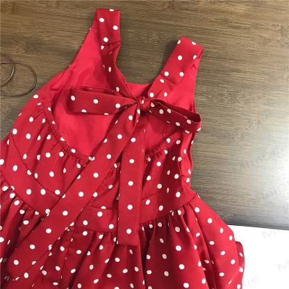 幼児用女の子向け赤水玉模様ノースリーブDress - image 3